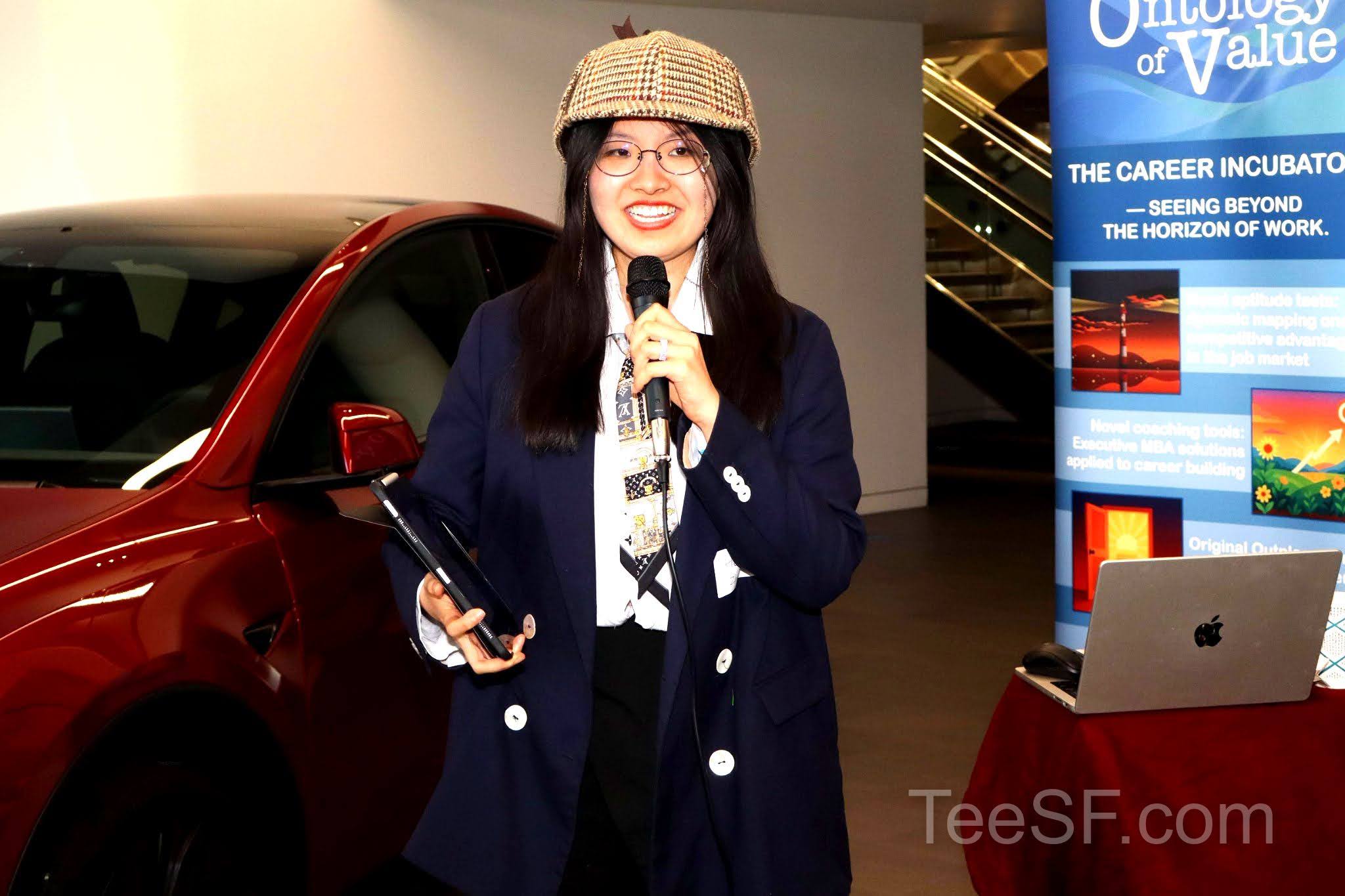 A photo from a pitch night event at Tesla in San Francisco.